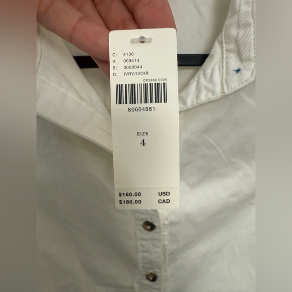 NWT Anthropologie Pilcro White Denim Button Up Sleeveless Dress Size 4 Ruched - Picture 3 of 14